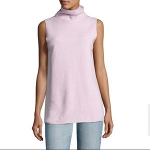 The Row cashmere pink Leona sleeveless turtleneck